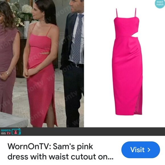 Likely Zeldana Cut-out Dress Midi-Length Barbiecore Style Fuchsia Pink Size 00 - Picture 11 of 16